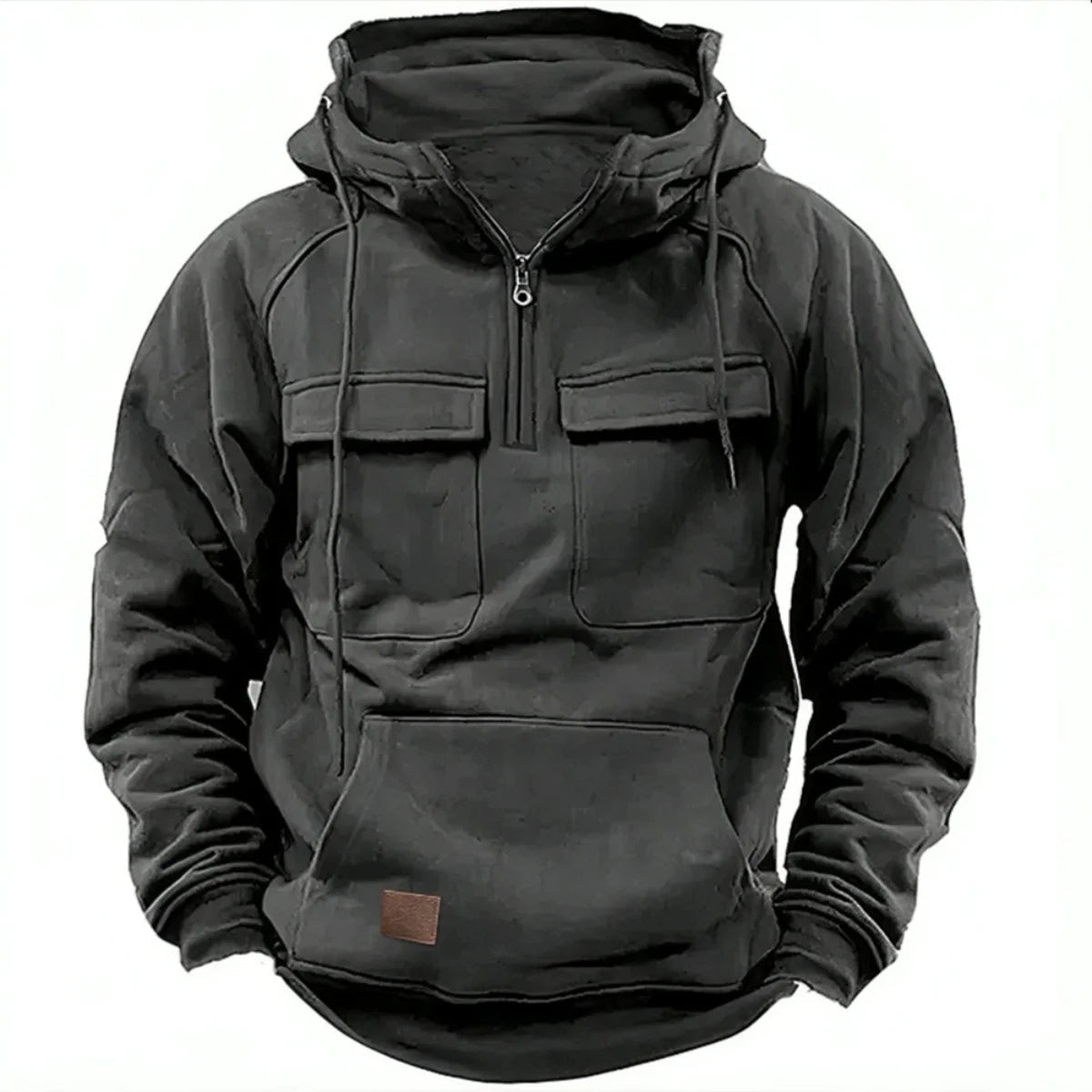 Vintage Multi-Pocket Zip Hoodie