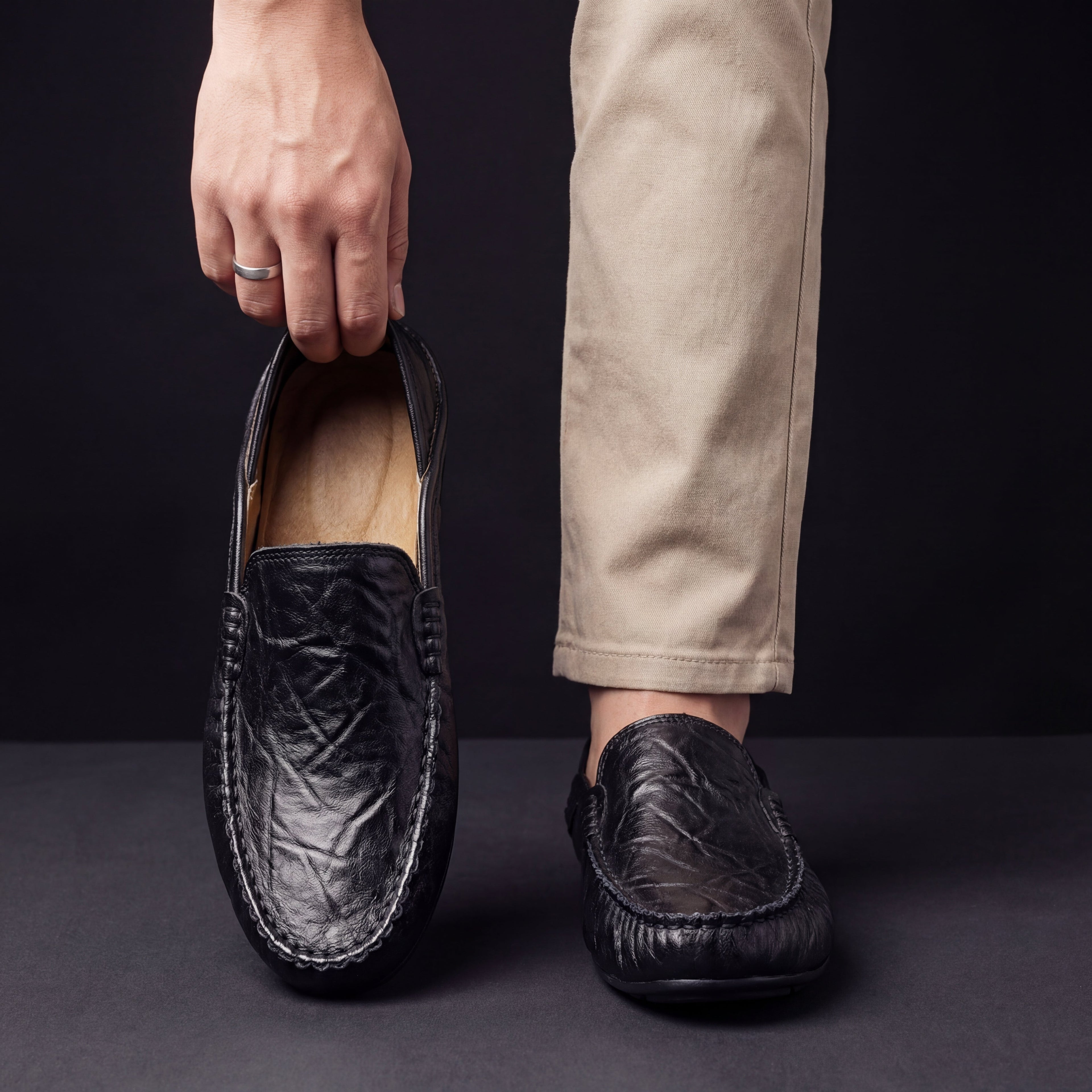 Genuine Leather Slip-On Loafers