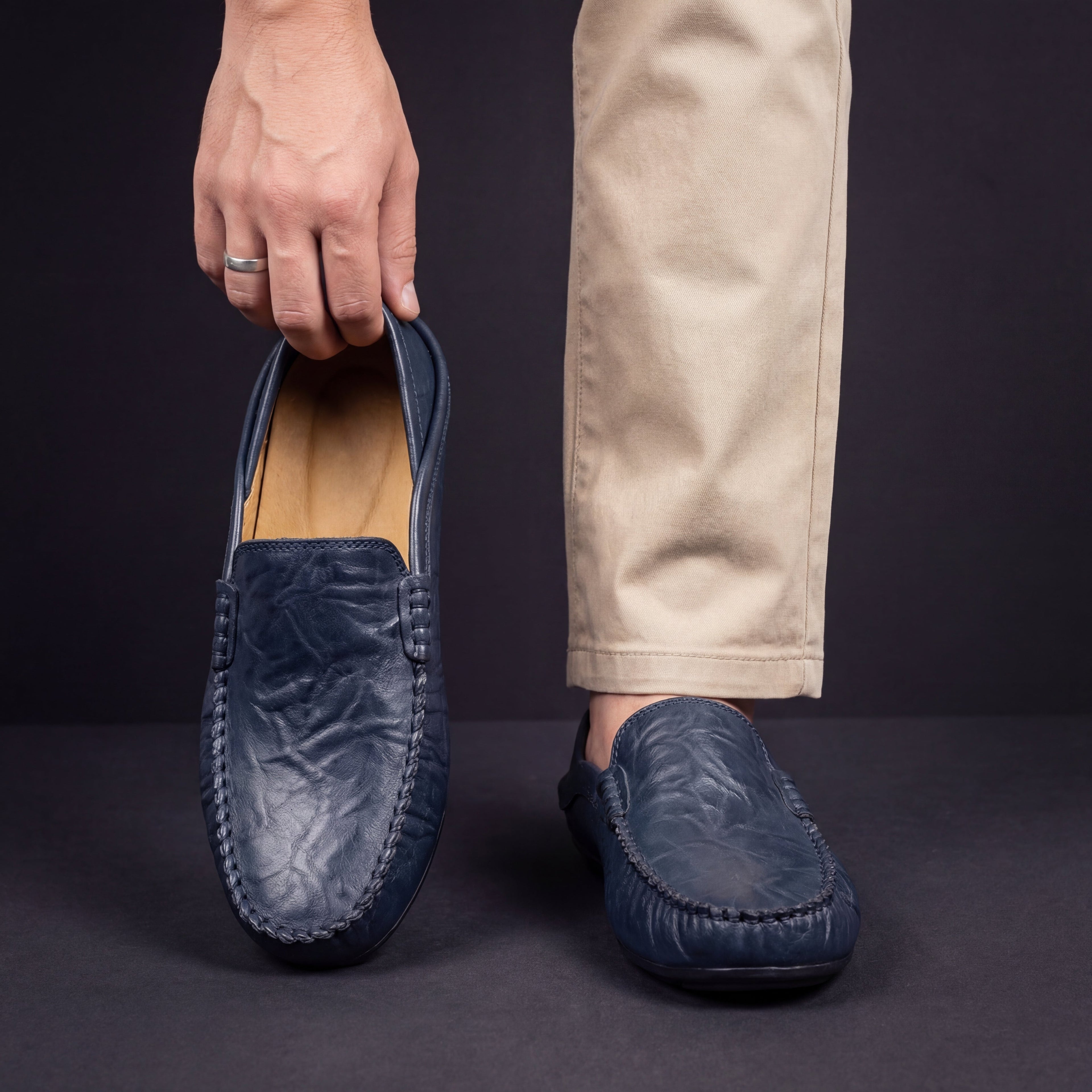 Genuine Leather Slip-On Loafers