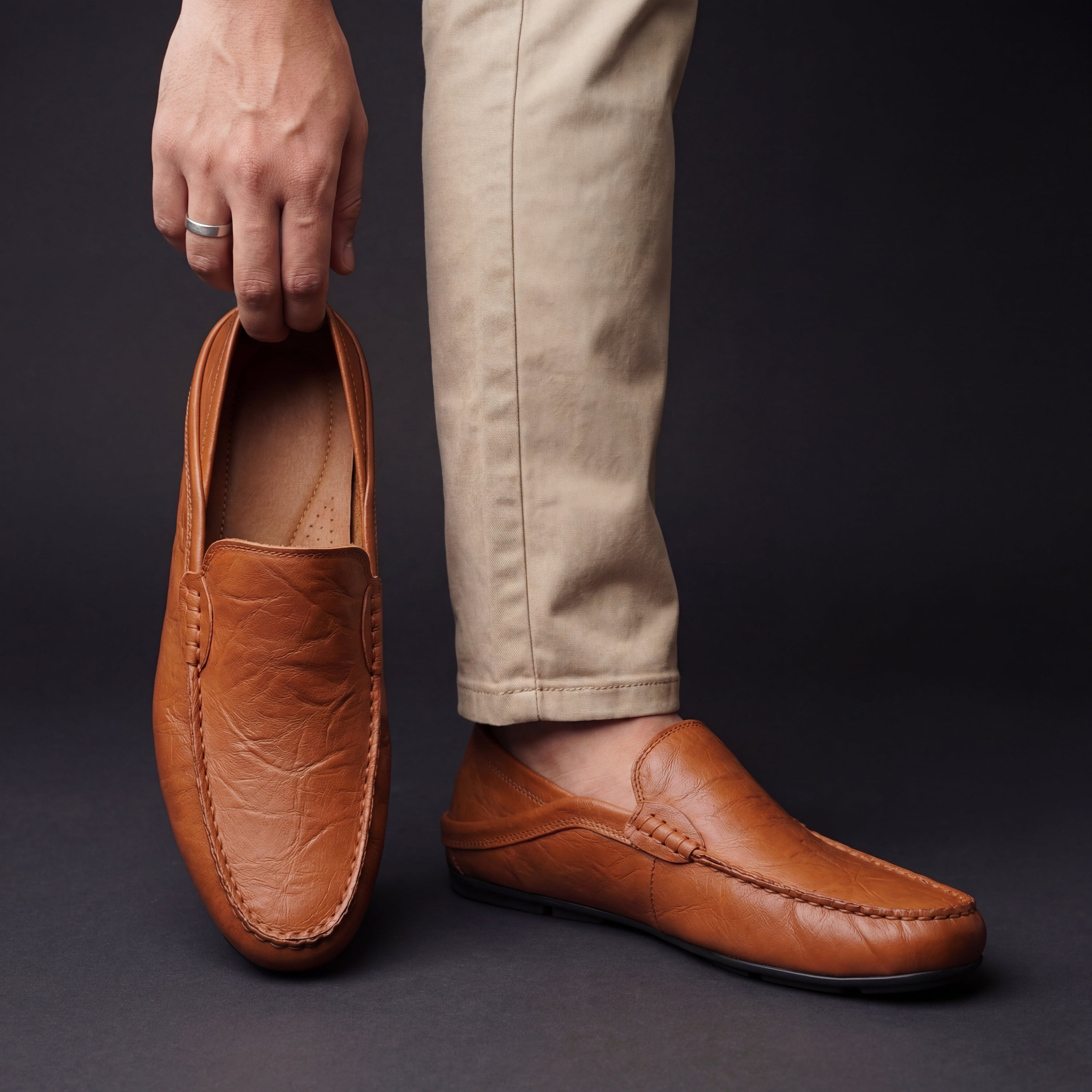 Genuine Leather Slip-On Loafers