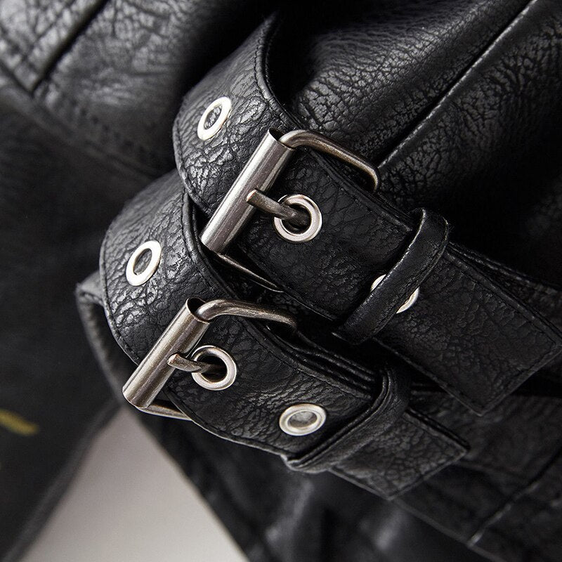 Floral Embroidered Faux Leather