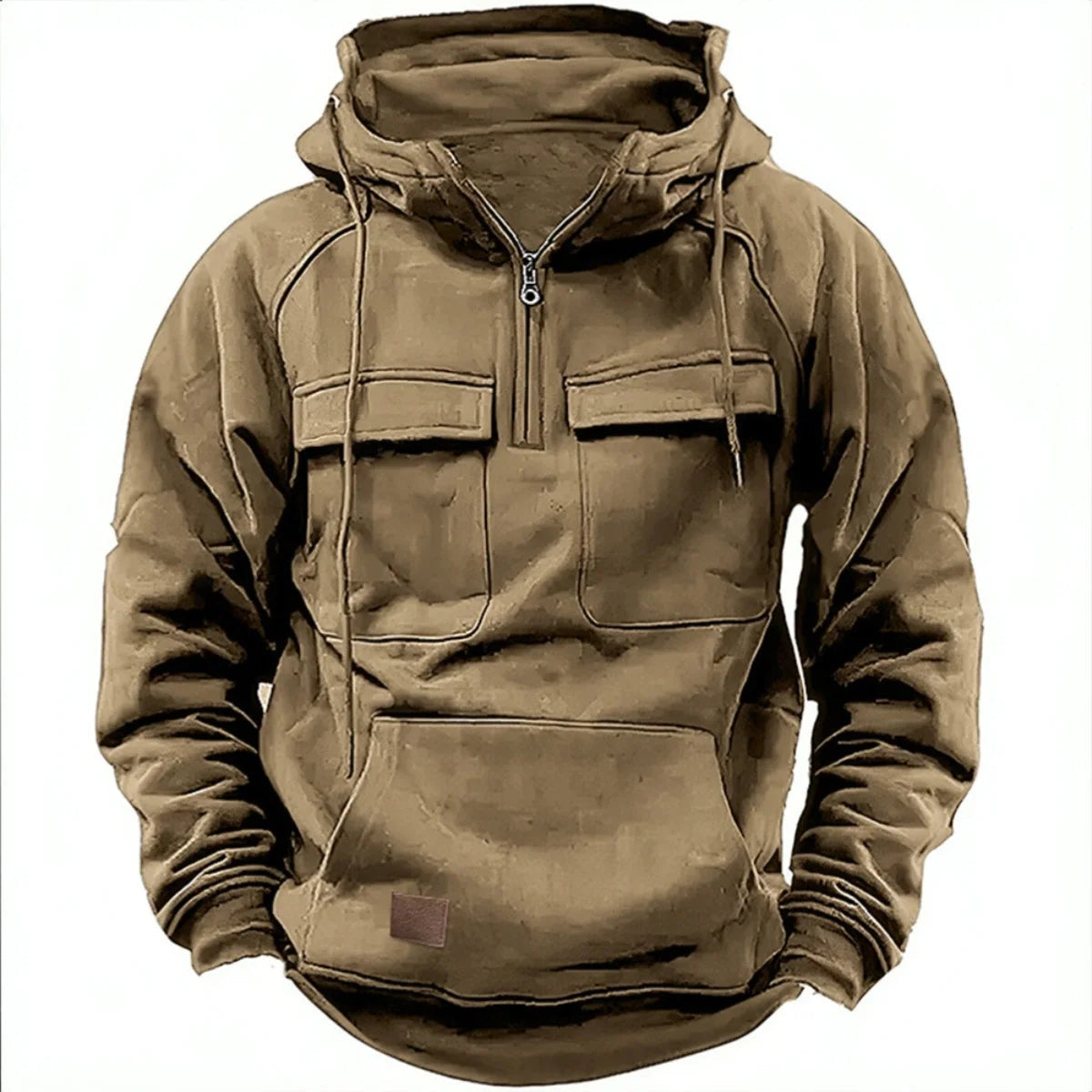 Vintage Multi-Pocket Zip Hoodie