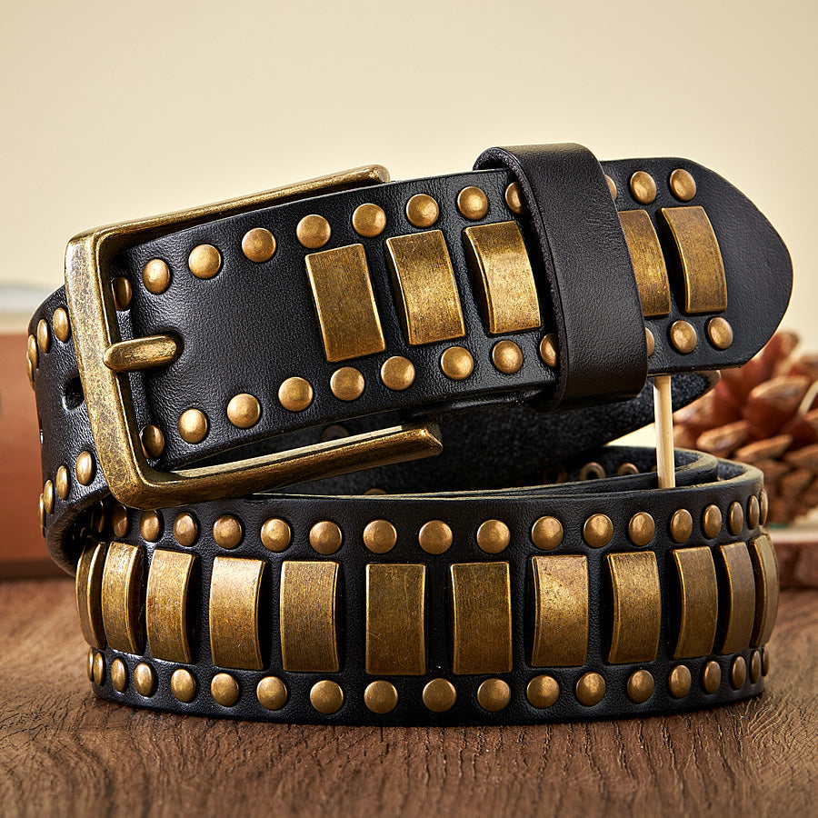 Rivet Studded Cowhide Belt