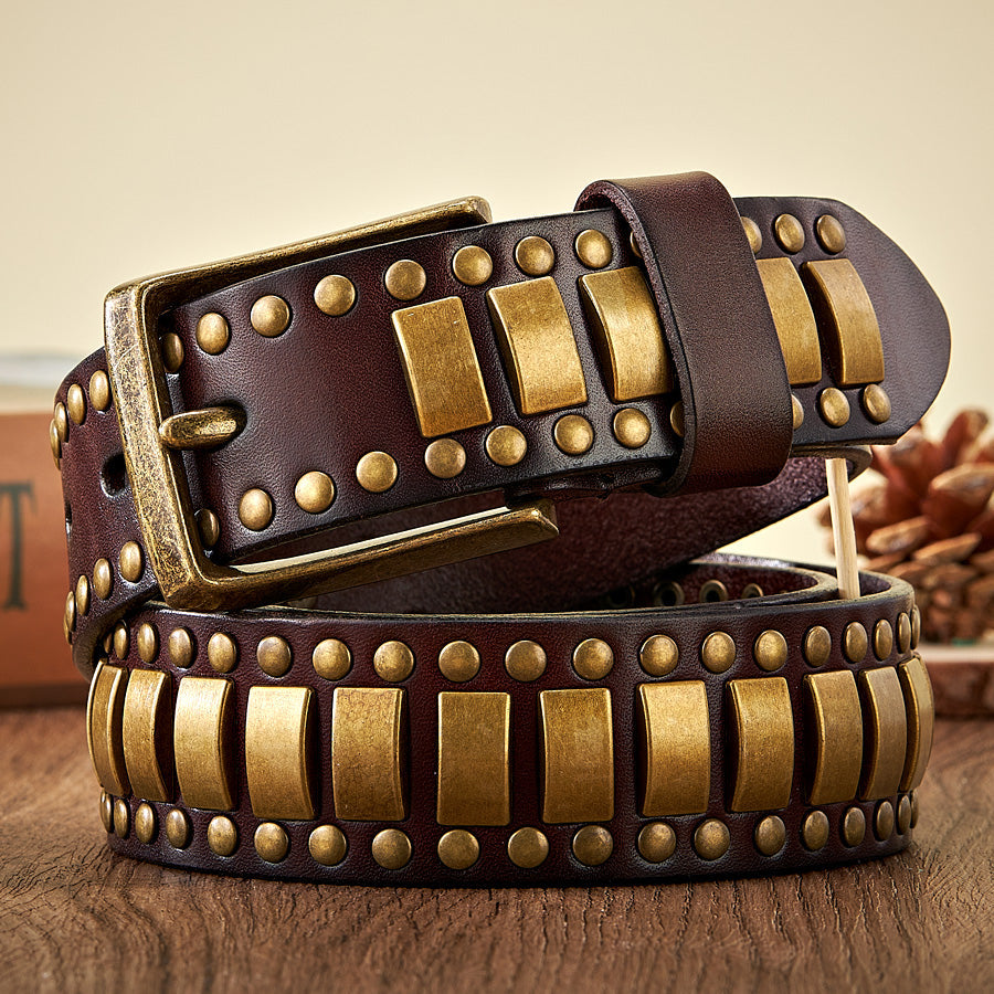Rivet Studded Cowhide Belt