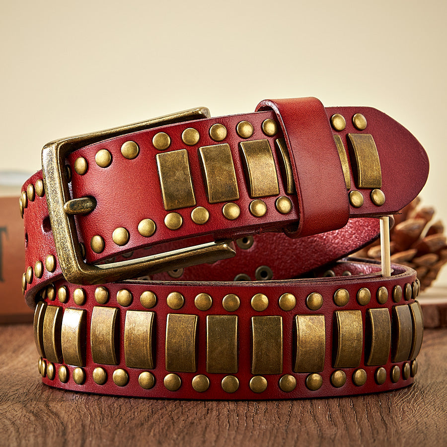 Rivet Studded Cowhide Belt