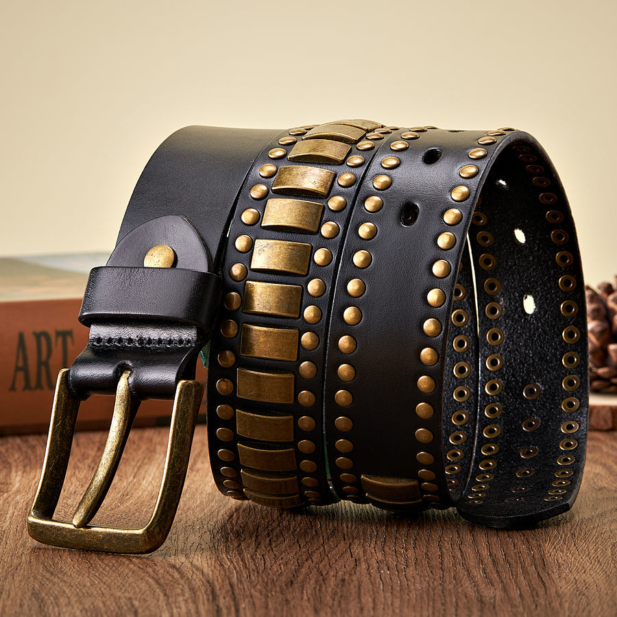 Rivet Studded Cowhide Belt