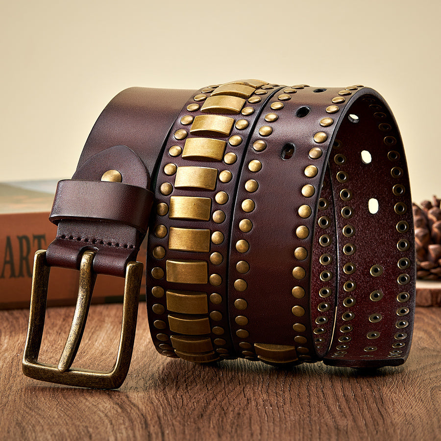 Rivet Studded Cowhide Belt