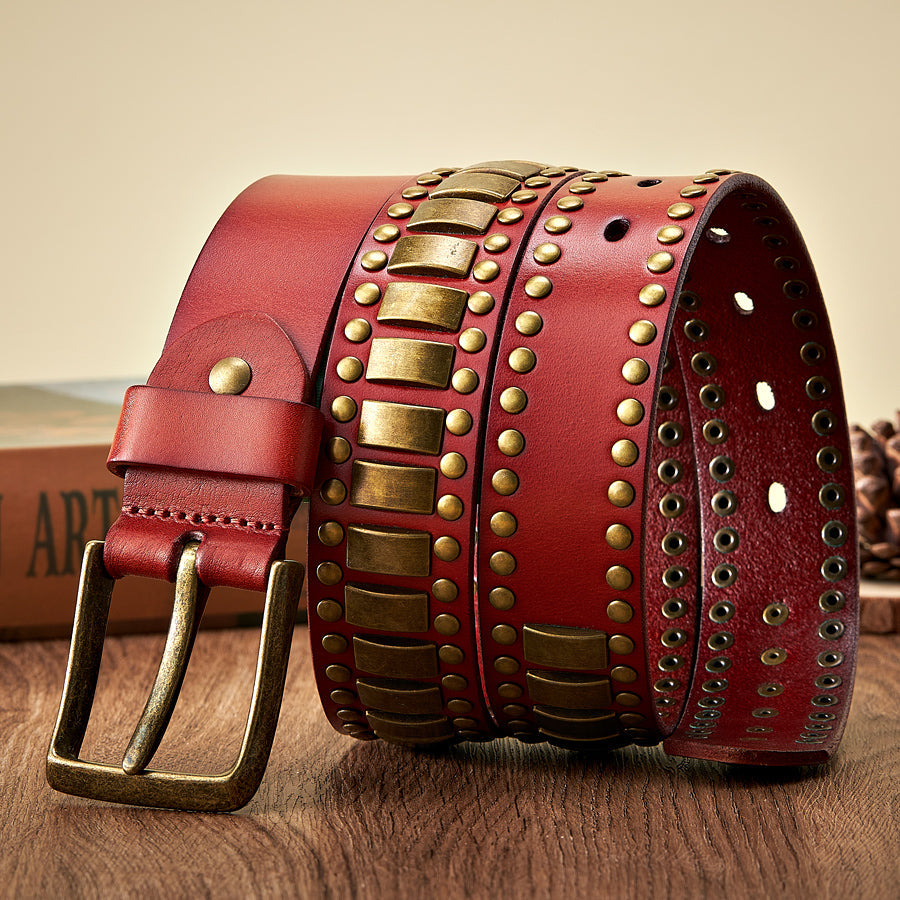 Rivet Studded Cowhide Belt