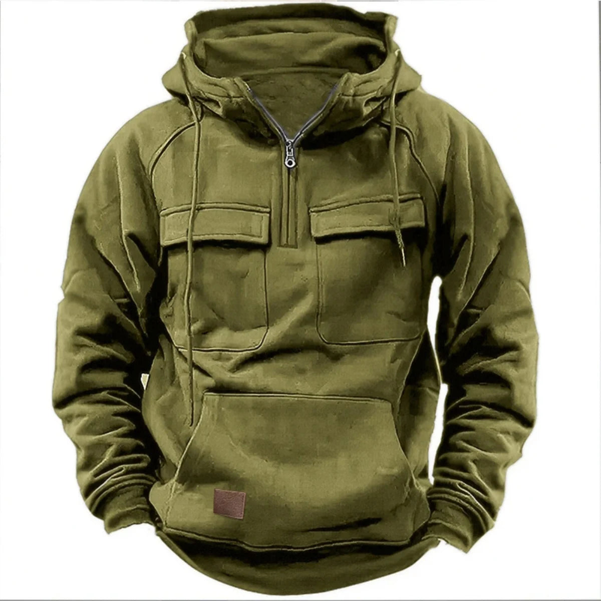 Vintage Multi-Pocket Zip Hoodie