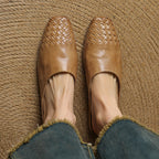 Genuine Leather Square-Toe Mules