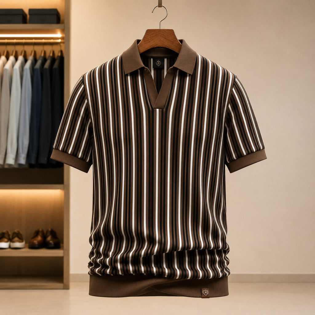 Silk Striped Polo Shirt