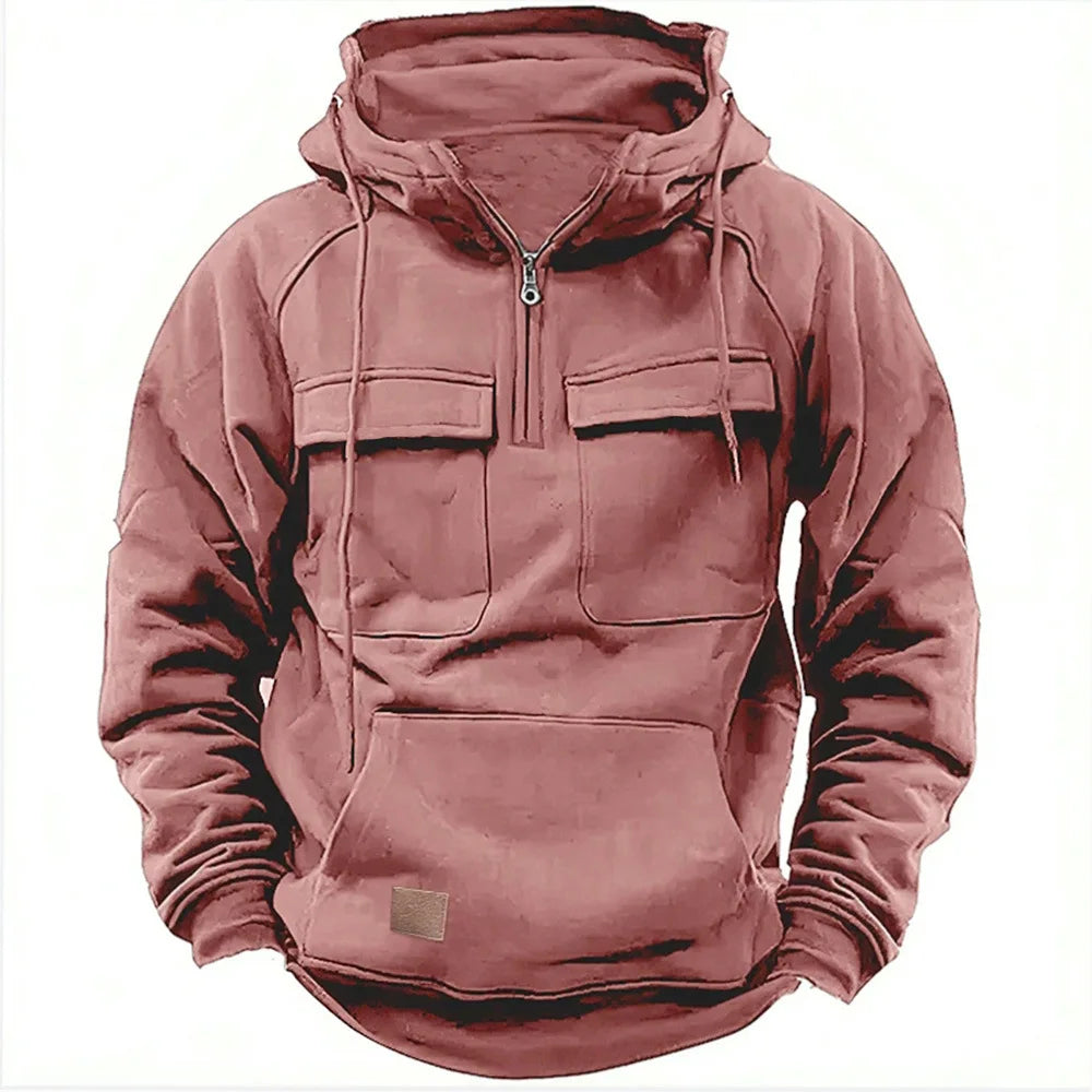 Vintage Multi-Pocket Zip Hoodie