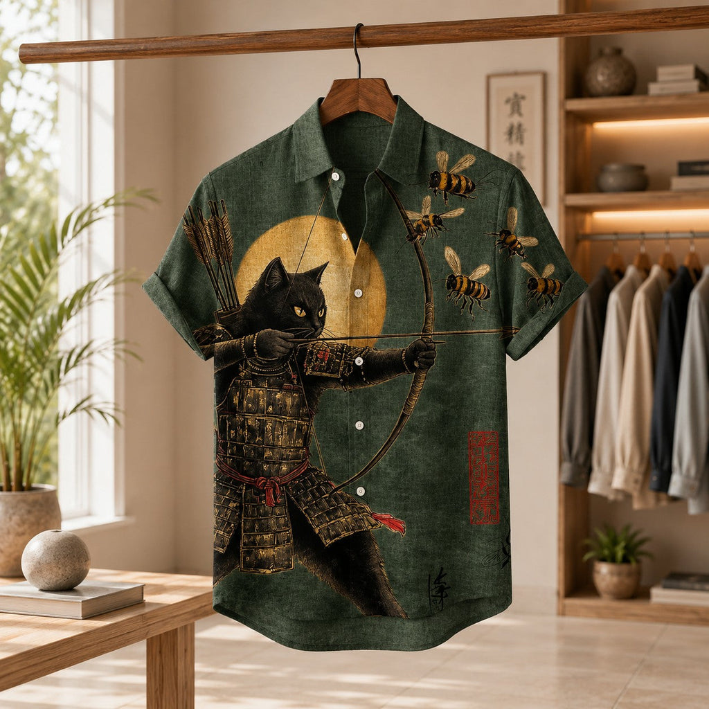 Retro Samurai Print Shirt