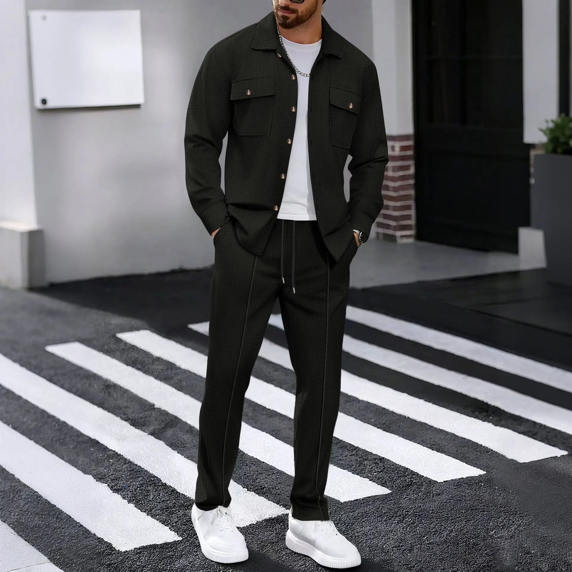 Sleeve Cardigan & Drawstring Pants