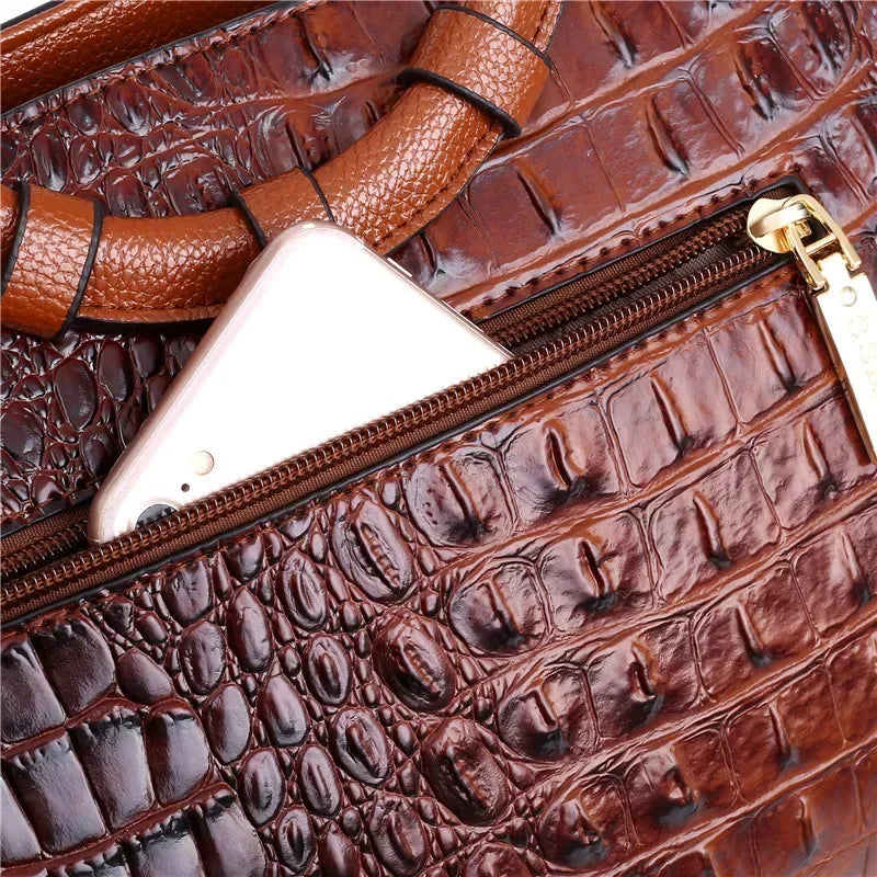 Luxury Croc-Embossed Leather Bag