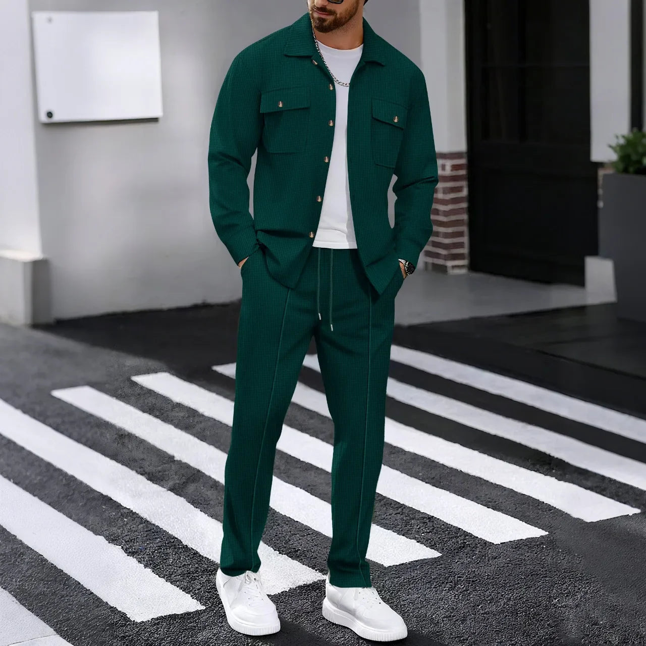Sleeve Cardigan & Drawstring Pants