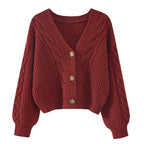 V-Neck Loose Sweater Jacket