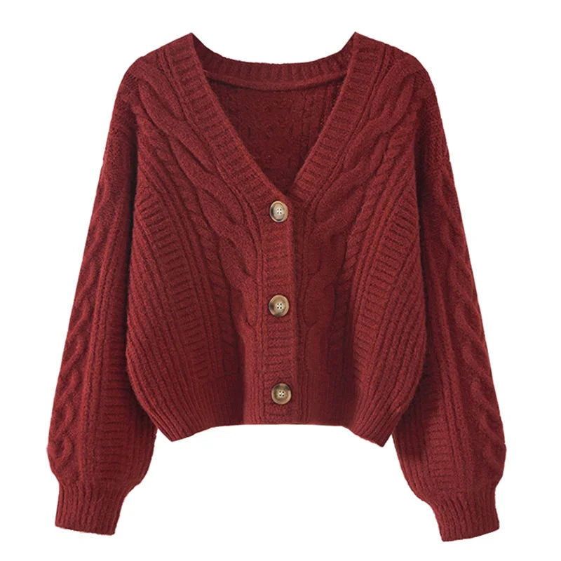 V-Neck Loose Sweater Jacket