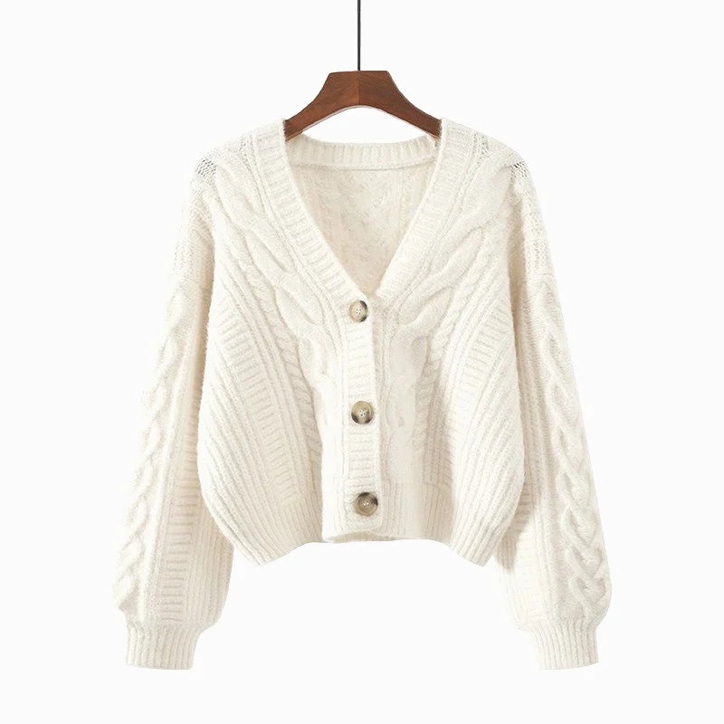 V-Neck Loose Sweater Jacket