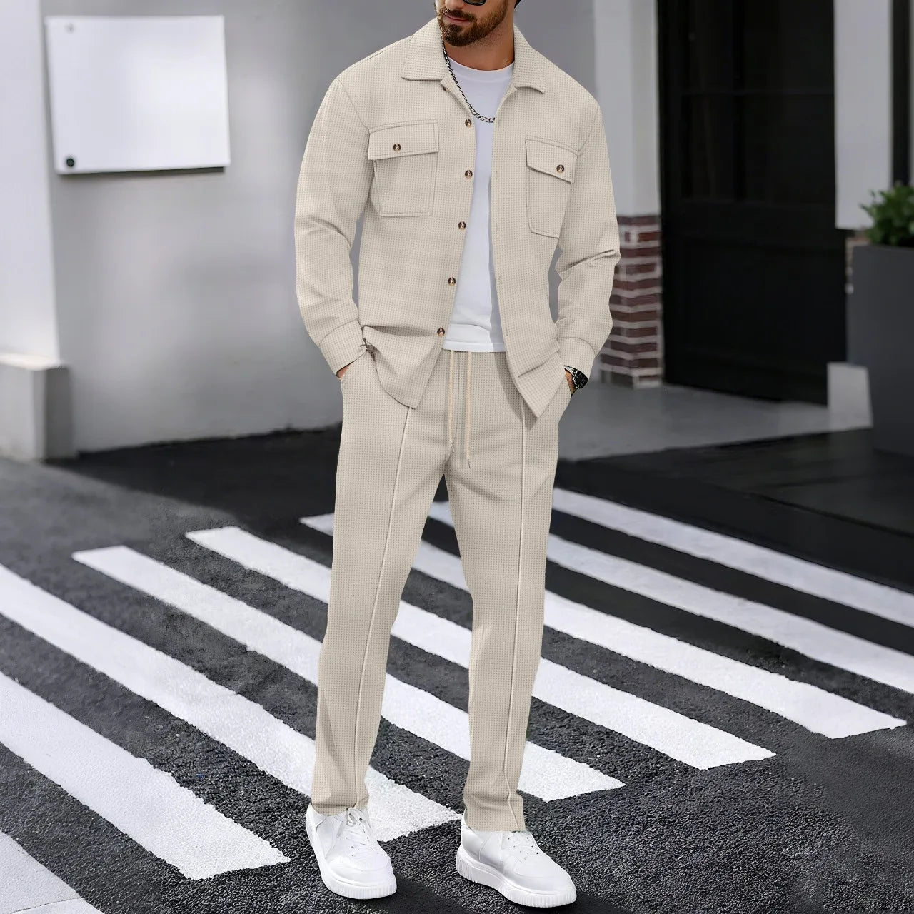 Sleeve Cardigan & Drawstring Pants