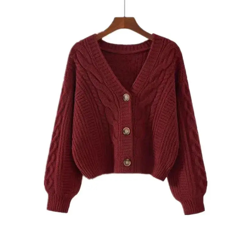V-Neck Loose Sweater Jacket