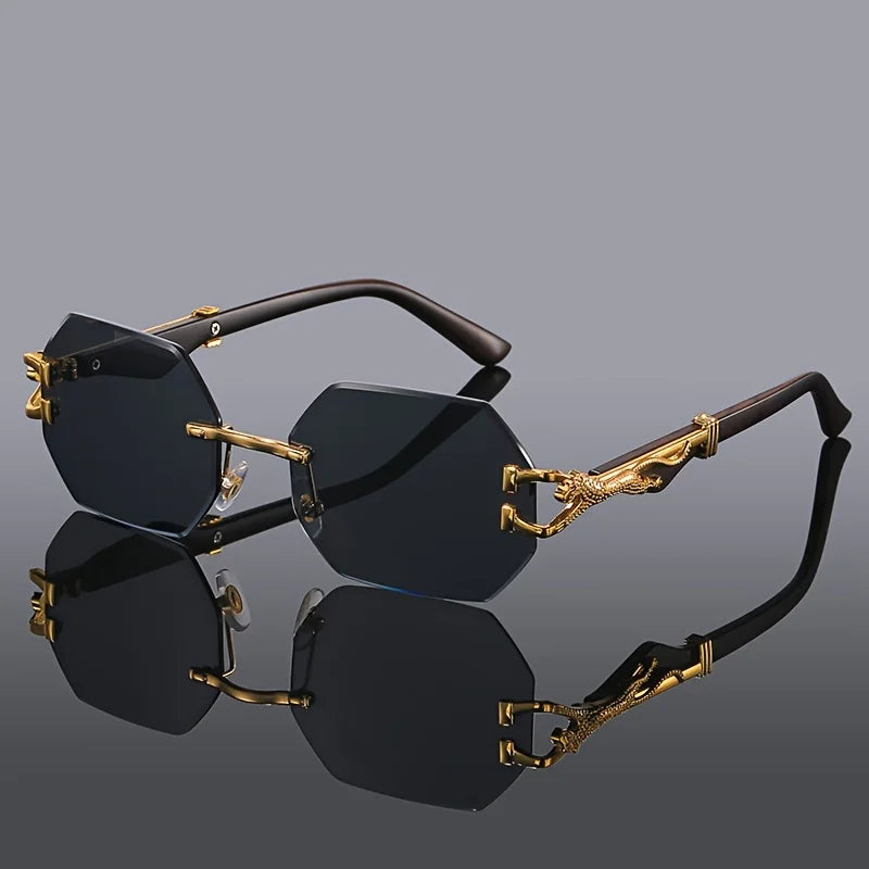Vintage Rimless Polygon Sunglasses