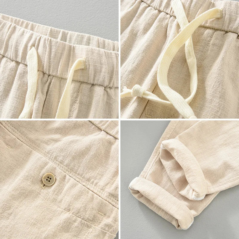 Linen Drawstring Casual Pants