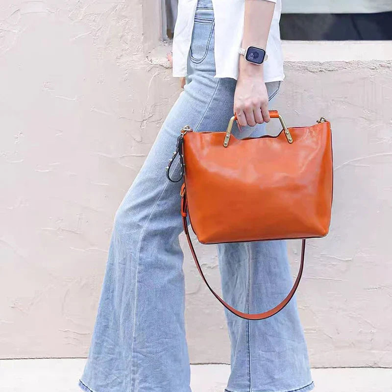 Leather Retro Bucket Bag