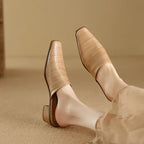 Embroidered Square Heel Mules