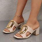 Metal Decor Heel Sandals