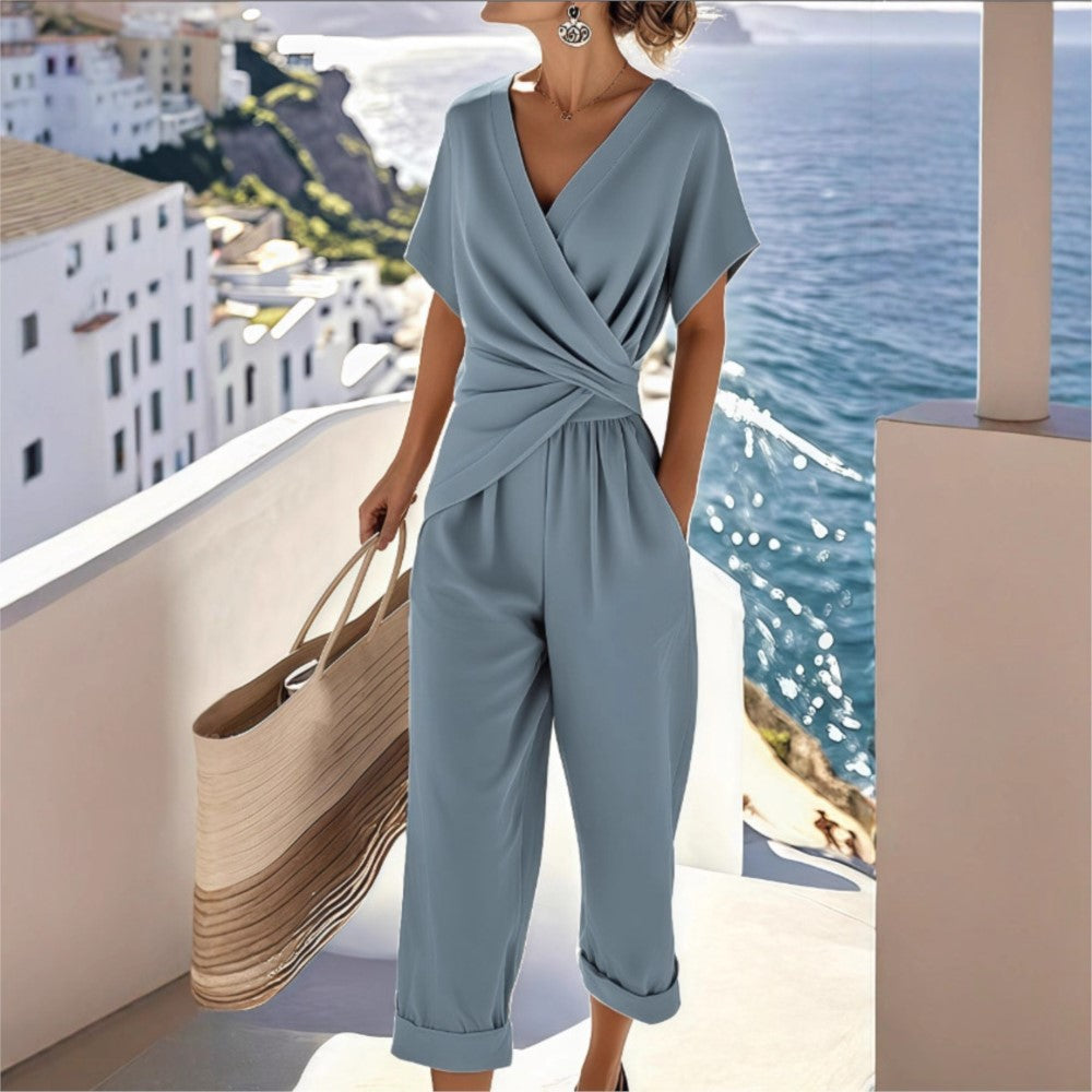Women’s  V-Neck Casual Summer Set