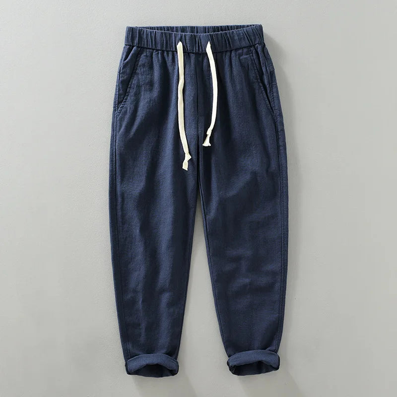 Linen Drawstring Casual Pants