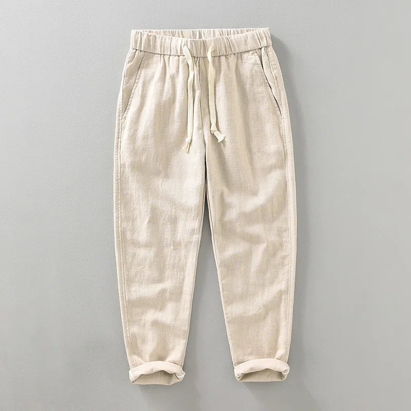 Linen Drawstring Casual Pants