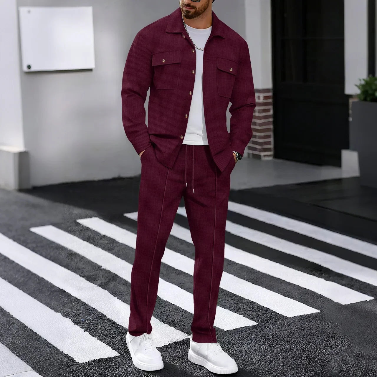 Sleeve Cardigan & Drawstring Pants