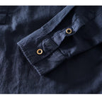 Linen Blend Stand Collar Shirt