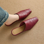 Embroidered Square Heel Mules