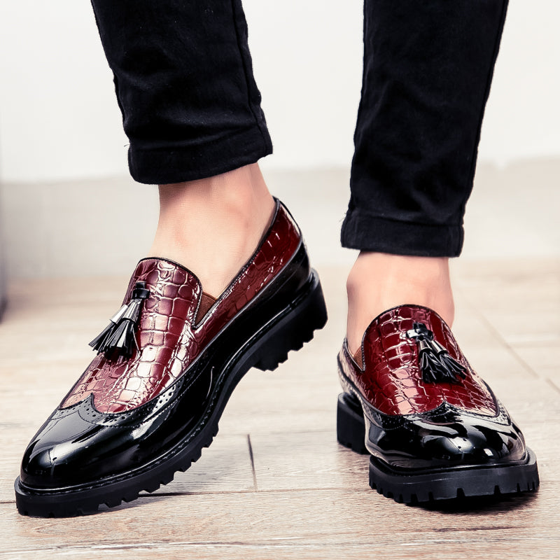 Crocodile Embossed Slip-On Loafers