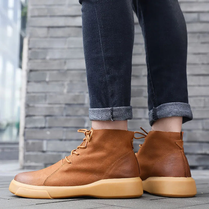 Retro Lace-Up Casual Boots