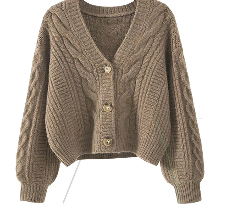 V-Neck Loose Sweater Jacket