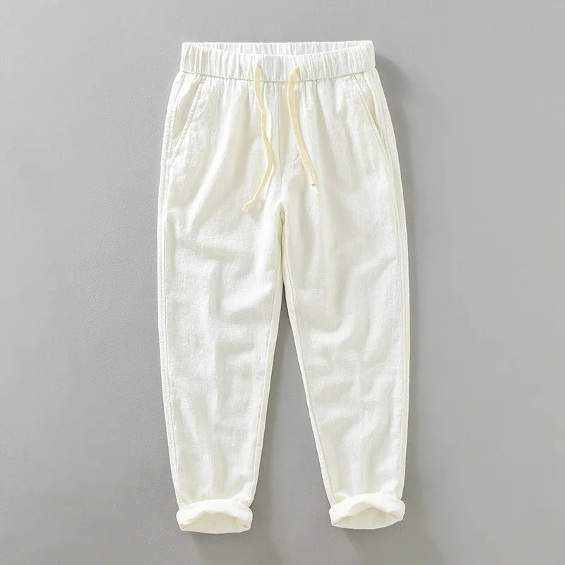 Linen Drawstring Casual Pants