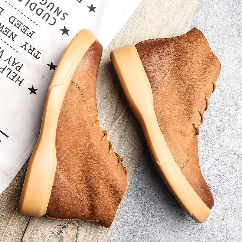 Retro Lace-Up Casual Boots