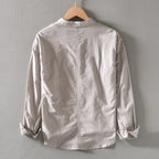 Linen Blend Stand Collar Shirt