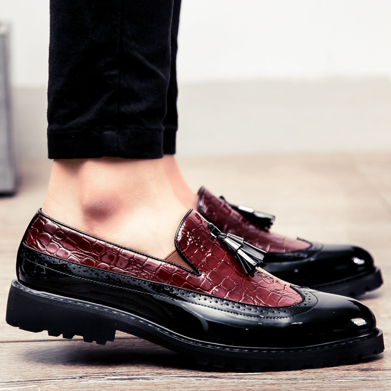 Crocodile Embossed Slip-On Loafers