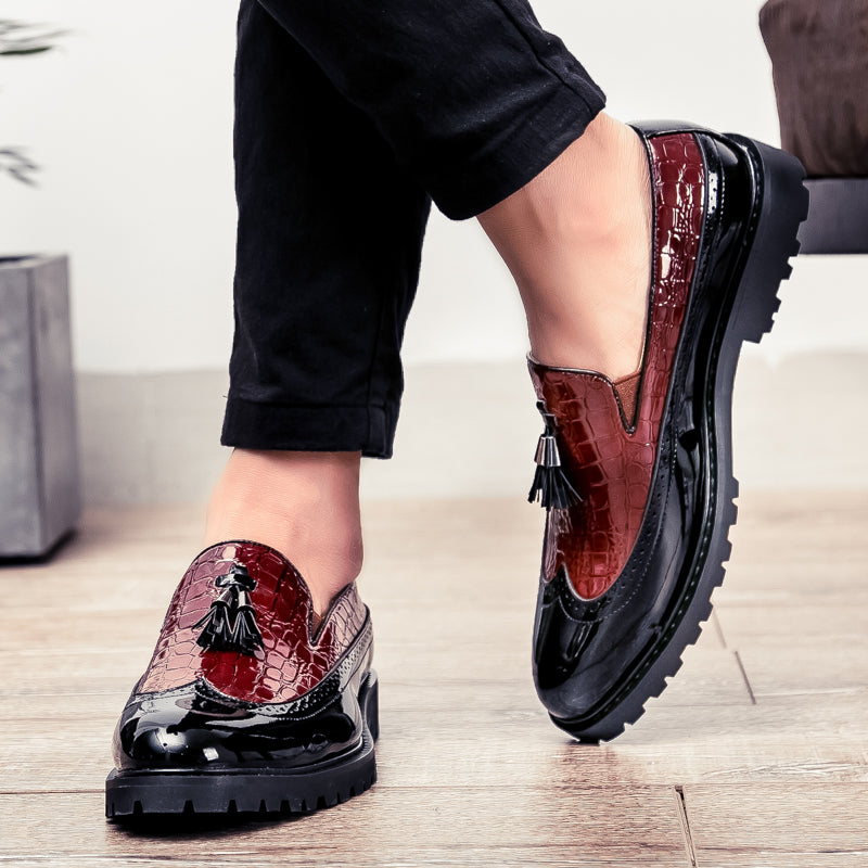 Crocodile Embossed Slip-On Loafers