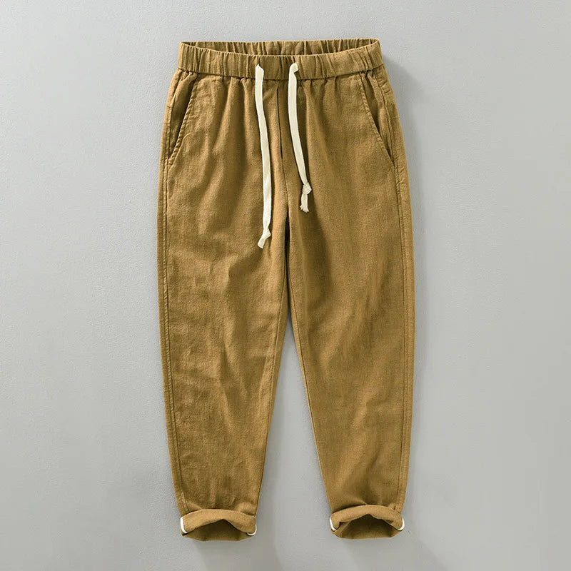Linen Drawstring Casual Pants
