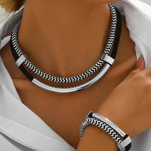 Bold Geometric Necklace & Bracelet