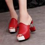 Peep Toe High Heel Mules