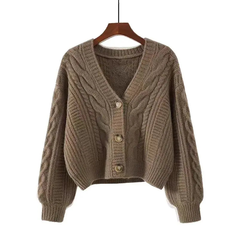 V-Neck Loose Sweater Jacket