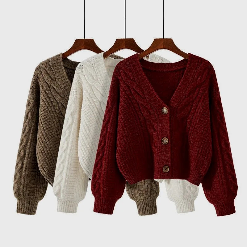 V-Neck Loose Sweater Jacket