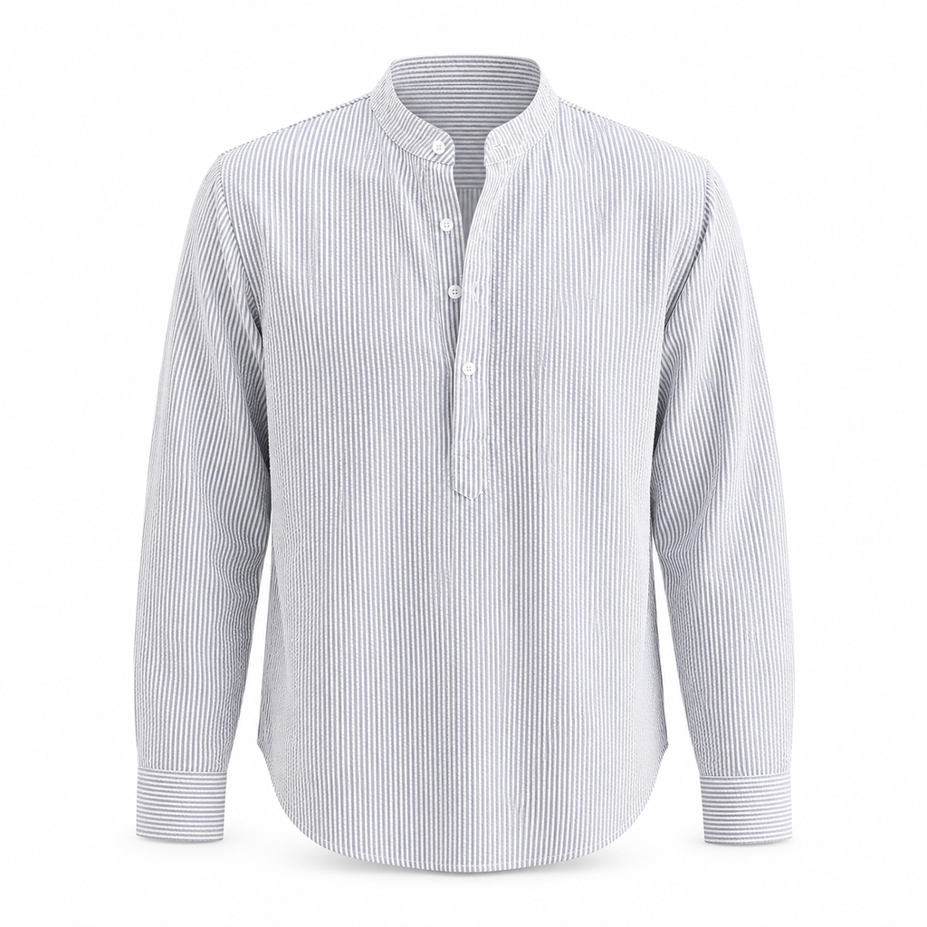 Stand Collar Striped Shirt